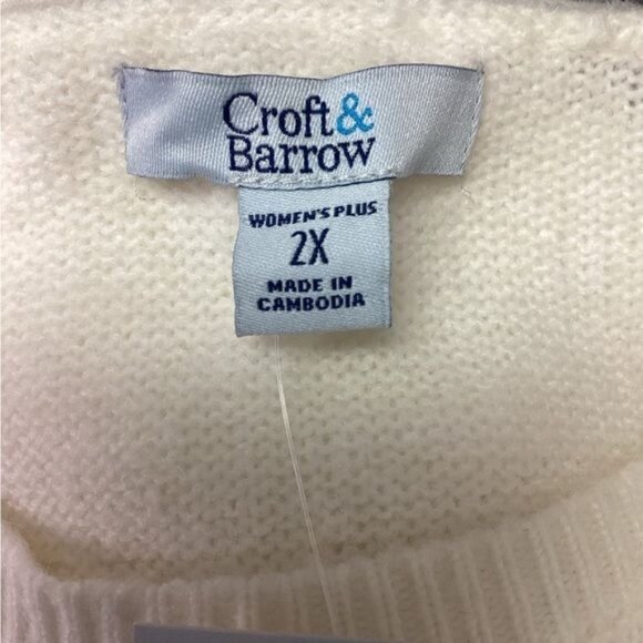 Croft & Barrow Women’s Bobble Knit Pullover Sweater Puff Sleeve Winter White 2X - Picture 5 of 8